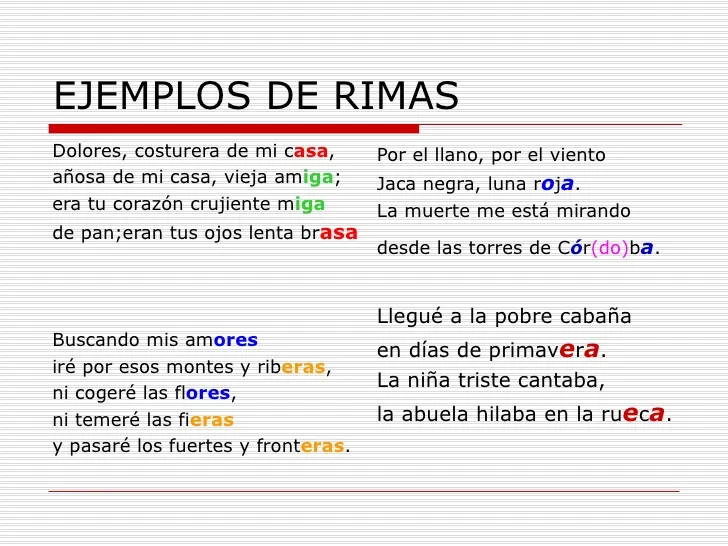 Ejemplos de Rimas